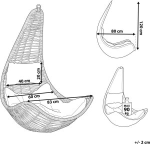 Beliani Fotel wiszący z technorattanu czarny ATRI II 8