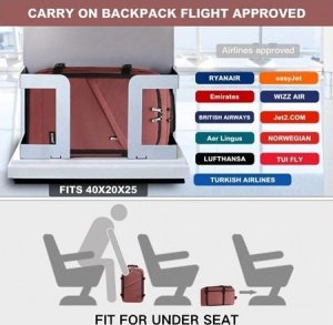 Plecak turystyczny Kono Mały Plecak Ryanair WizzAir 40x20x25 Czerwony 20L Expander 2