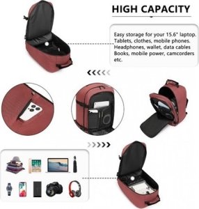 Plecak turystyczny Kono Mały Plecak Ryanair WizzAir 40x20x25 Czerwony 20L Expander 8