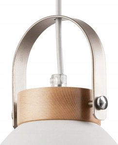 Lampa wisząca Lamkur Lamkur Danielle 31798 lampa wisząca zwis loft metalowy klosz miska 1x60W E27 beżowa/drewno 3