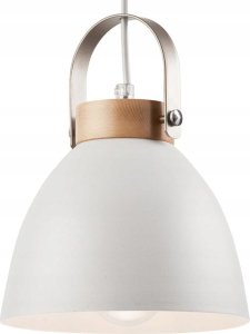 Lampa wisząca Lamkur Lamkur Danielle 31798 lampa wisząca zwis loft metalowy klosz miska 1x60W E27 beżowa/drewno 4