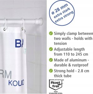 Wenko Teleskopowy drążek do zasłony prysznicowej, Ø 2,8 cm, 110-245 cm, WENKO 4
