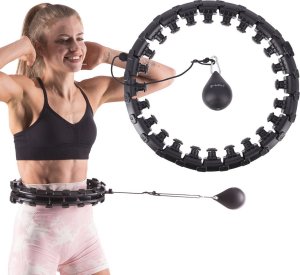 HMS Zestaw hula hop z wypustkami i obciążnikiem HMS hhw01 czarne   pas wyszczuplający br163 czerwony 2