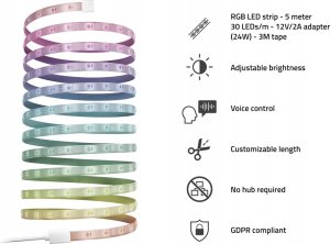 Taśma LED Avanca International BV Hombli inteligentne taśmy LED 24W 5m RGB 4
