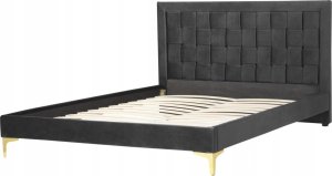 Beliani Łóżko welurowe 140 x 200 cm czarne LIMOUX 2