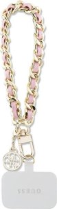 Guess Guess GUOUCHSAMC4P Universal Hand Strap różowy/pink Saffiano Chain 4G Charm 1