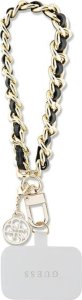 Guess Guess GUOUCHSAMC4K Universal Hand Strap czarny/black Saffiano Chain 4G Charm 1