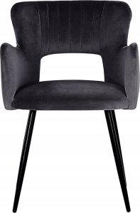 Beliani Zestaw 2 krzeseł do jadalni welurowe czarne SANILAC 2