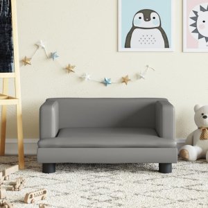 vidaXL vidaXL Sofa dla dzieci, szara, 60x40x30 cm, sztuczna skóra 1