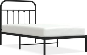 vidaXL vidaXL Metalowa rama łóżka z wezgłowiem, czarna, 90x190 cm 2