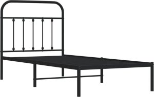vidaXL vidaXL Metalowa rama łóżka z wezgłowiem, czarna, 90x190 cm 3