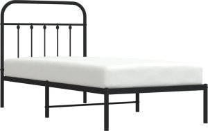 vidaXL vidaXL Metalowa rama łóżka z wezgłowiem, czarna, 90x190 cm 5