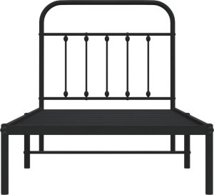 vidaXL vidaXL Metalowa rama łóżka z wezgłowiem, czarna, 90x190 cm 6