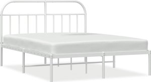 vidaXL vidaXL Metalowa rama łóżka z wezgłowiem, biała, 180x200 cm 2