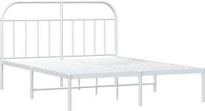 vidaXL vidaXL Metalowa rama łóżka z wezgłowiem, biała, 180x200 cm 3