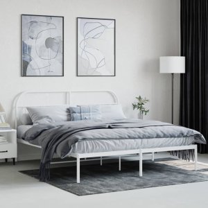 vidaXL vidaXL Metalowa rama łóżka z wezgłowiem, biała, 180x200 cm 4