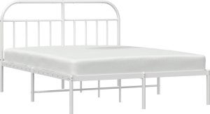 vidaXL vidaXL Metalowa rama łóżka z wezgłowiem, biała, 180x200 cm 5