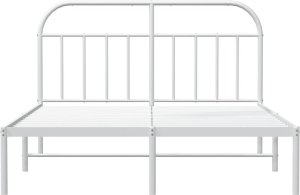 vidaXL vidaXL Metalowa rama łóżka z wezgłowiem, biała, 180x200 cm 6