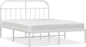 vidaXL vidaXL Metalowa rama łóżka z wezgłowiem, biała, 183x213 cm 2