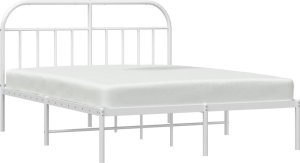 vidaXL vidaXL Metalowa rama łóżka z wezgłowiem, biała, 183x213 cm 4