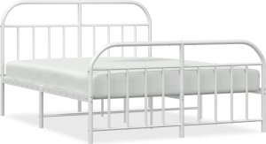 vidaXL vidaXL Metalowa rama łóżka z wezgłowiem i zanóżkiem, biała, 183x213 cm 2