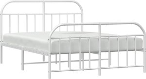 vidaXL vidaXL Metalowa rama łóżka z wezgłowiem i zanóżkiem, biała, 183x213 cm 5