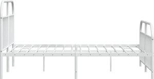 vidaXL vidaXL Metalowa rama łóżka z wezgłowiem i zanóżkiem, biała, 183x213 cm 7