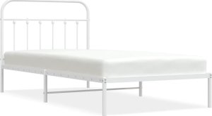 vidaXL vidaXL Metalowa rama łóżka z wezgłowiem, biała, 107x203 cm 2
