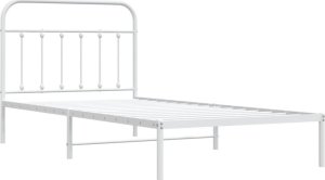 vidaXL vidaXL Metalowa rama łóżka z wezgłowiem, biała, 107x203 cm 5