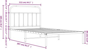 vidaXL vidaXL Metalowa rama łóżka z wezgłowiem, biała, 107x203 cm 9