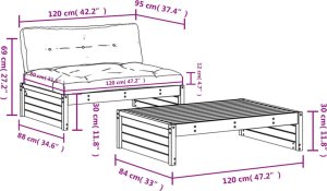 vidaXL vidaXL 2-cz. zestaw wypoczynkowy do ogrodu, poduszki, biały, drewno 8