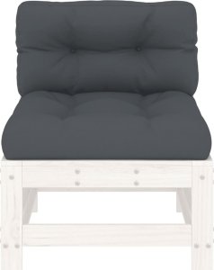 vidaXL vidaXL Siedzisko środkowe z poduszkami, białe, lite drewno sosnowe 3