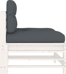 vidaXL vidaXL Siedzisko środkowe z poduszkami, białe, lite drewno sosnowe 4