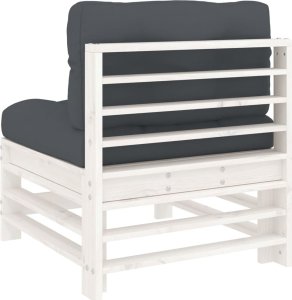 vidaXL vidaXL Siedzisko środkowe z poduszkami, białe, lite drewno sosnowe 5