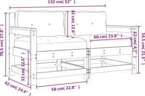 vidaXL vidaXL Fotele ogrodowe z poduszkami, 2 szt., lite drewno sosnowe 10