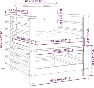 vidaXL vidaXL Fotele ogrodowe z poduszkami, 2 szt., lite drewno sosnowe 10