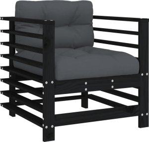 vidaXL vidaXL Fotele ogrodowe z poduszkami, 2 szt., czarne, drewno sosnowe 3
