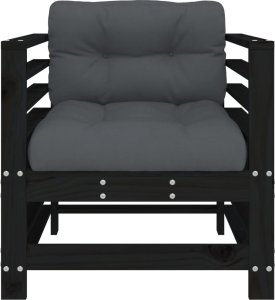 vidaXL vidaXL Fotele ogrodowe z poduszkami, 2 szt., czarne, drewno sosnowe 4