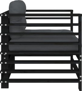 vidaXL vidaXL Fotele ogrodowe z poduszkami, 2 szt., czarne, drewno sosnowe 5