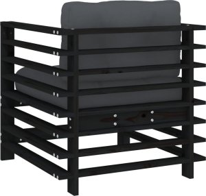 vidaXL vidaXL Fotele ogrodowe z poduszkami, 2 szt., czarne, drewno sosnowe 6