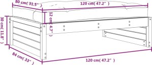 vidaXL vidaXL Podnóżek ogrodowy, 120x80 cm, lite drewno sosnowe 9