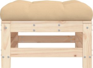 vidaXL vidaXL Podnóżek ogrodowy z poduszką, lite drewno sosnowe 3