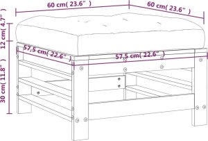 vidaXL vidaXL Podnóżek ogrodowy z poduszką, lite drewno sosnowe 9