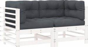 vidaXL vidaXL Siedziska narożne z poduszkami, 2 szt., białe, drewno sosnowe 2