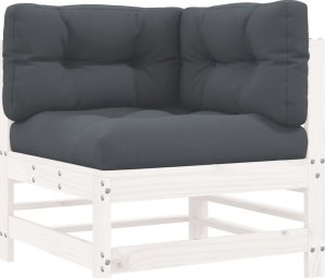 vidaXL vidaXL Siedziska narożne z poduszkami, 2 szt., białe, drewno sosnowe 4