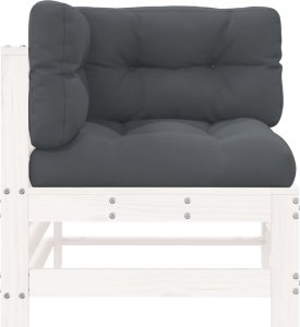 vidaXL vidaXL Siedziska narożne z poduszkami, 2 szt., białe, drewno sosnowe 5