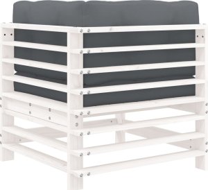 vidaXL vidaXL Siedziska narożne z poduszkami, 2 szt., białe, drewno sosnowe 7