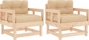 vidaXL vidaXL Fotele ogrodowe z poduszkami, 2 szt., lite drewno sosnowe 2