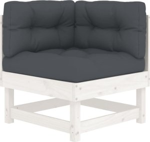 vidaXL vidaXL Siedziska narożne z poduszkami, 2 szt., białe, drewno sosnowe 4