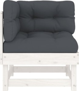 vidaXL vidaXL Siedziska narożne z poduszkami, 2 szt., białe, drewno sosnowe 5